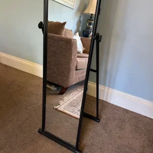 Vintage Black Metal Cheval Floor Mirror 60in Tall - Image 2