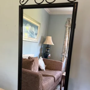 Vintage Black Metal Cheval Floor Mirror 60in Tall - Image 3