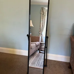 Vintage Black Metal Cheval Floor Mirror 60in Tall