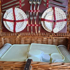 Wicker Picnic Basket with China Crockery - Image 3