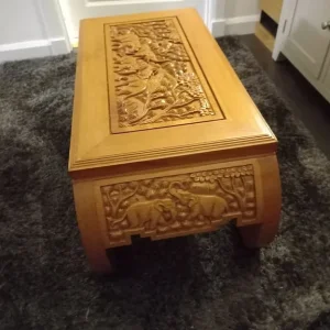 Indian handcarved coffee table with elephants - Image 2