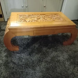 Indian handcarved coffee table with elephants - Image 3