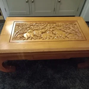 Indian handcarved coffee table with elephants