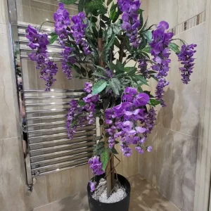 Purple Artificial Wisteria Trees in Floor Planters - Image 2