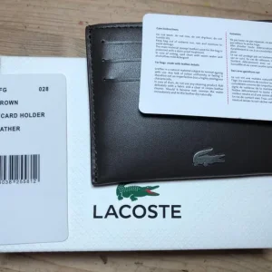 Lacoste Leather Card Holder Dark Brown with Box and Bag - Image 3