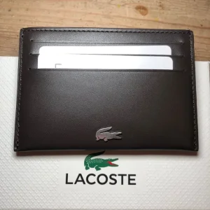 Lacoste Leather Card Holder Dark Brown with Box and Bag