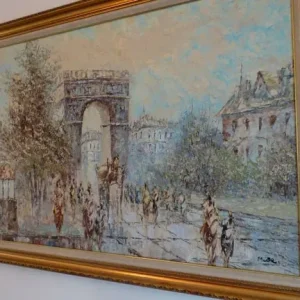 Signed Oil Painting of Paris Arc De Triomphe 103x73cm - Image 2