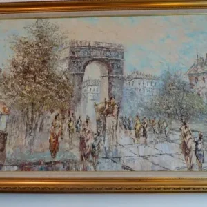 Signed Oil Painting of Paris Arc De Triomphe 103x73cm - Image 4