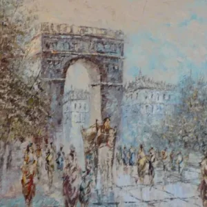 Signed Oil Painting of Paris Arc De Triomphe 103x73cm - Image 5