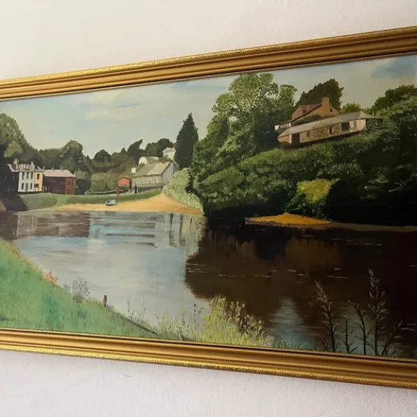 Vintage oil painting on golden frame