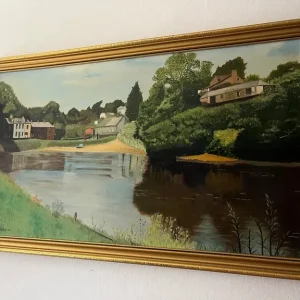 Vintage oil painting on golden frame