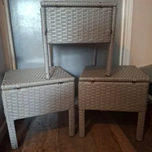 X3 rattan garden stools