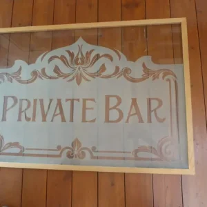 Large Framed Victorian Etched Glass Pub Window Pane