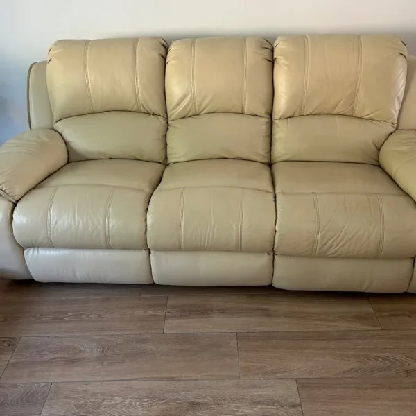 Cream leather relaxing sofa 3 seater