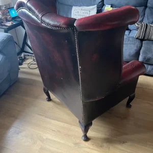 Chesterfield armchair – Queen Anne style, oxblood, single seater - Image 4