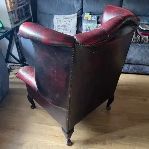 Chesterfield armchair – Queen Anne style, oxblood, single seater - Image 5