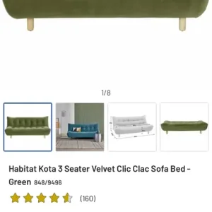 Habitat velvet sofa bed - 3 seater converts to double bed - Image 6