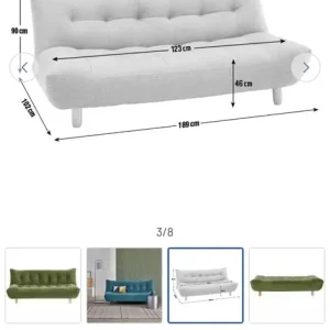 Habitat velvet sofa bed - 3 seater converts to double bed - Image 7