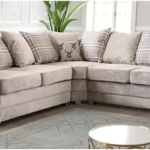 Verona Sofa 3+2 Seater – Plush Velvet, Grey, Classic Chrome Legs