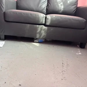 As-New Black Leather Sofa Suite - Image 2