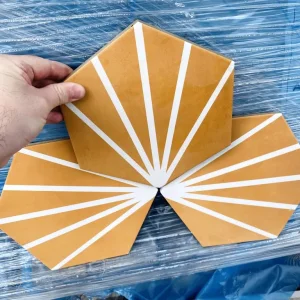 Lilypad Orange Hexagon Porcelain Tiles