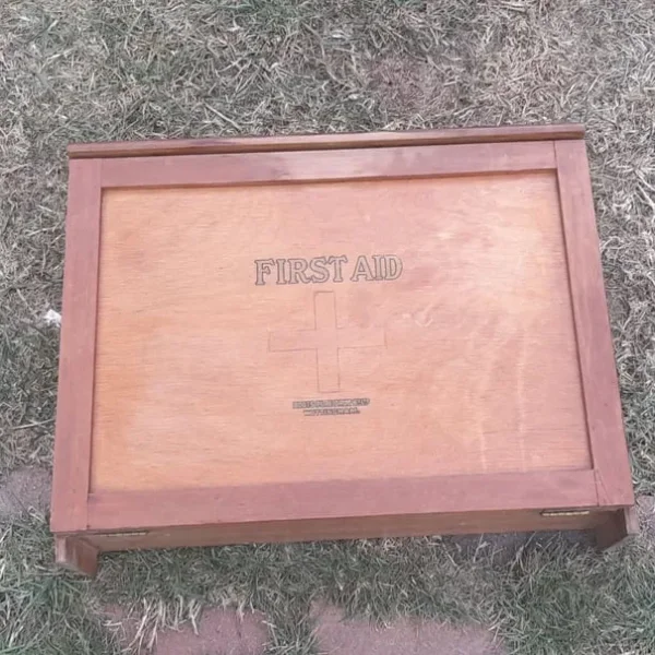 Vintage medical boots chemist first aid box