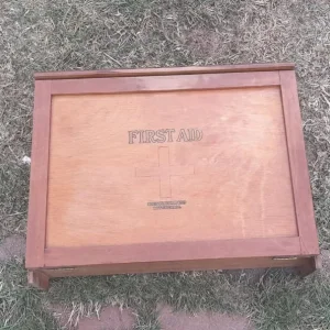 Vintage medical boots chemist first aid box