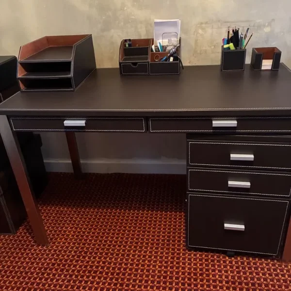 Home Office Desk with Two Drawers and Matching Chair