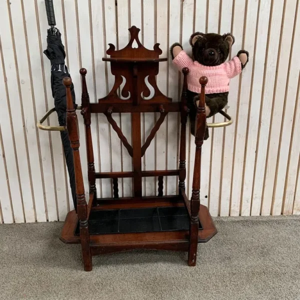 MAHOGANY AND BRASS MOUNTED STICK STAND, CIRCA 1890