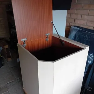 WOODEN CORNER STORAGE UNIT, BOOKCASE, SHOE CUPBOARD & TWO CHEST OF DRAWERS - Image 2
