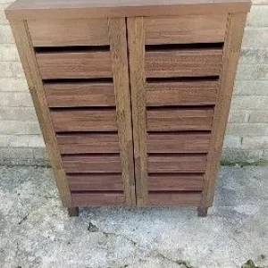 WOODEN CORNER STORAGE UNIT, BOOKCASE, SHOE CUPBOARD & TWO CHEST OF DRAWERS - Image 5