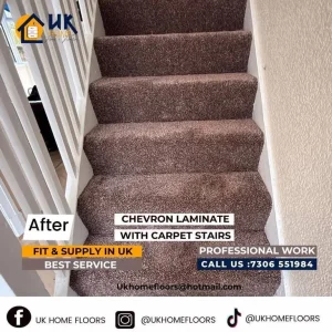 Chevron Laminate and Wool Carpet Stair Package - Image 2