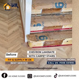 Chevron Laminate and Wool Carpet Stair Package - Image 3