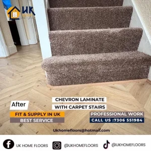 Chevron Laminate and Wool Carpet Stair Package - Image 4