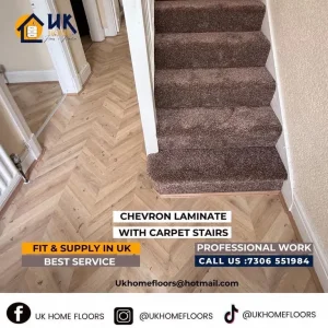 Chevron Laminate and Wool Carpet Stair Package - Image 6