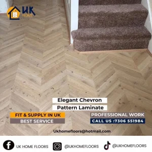 Chevron Laminate and Wool Carpet Stair Package - Image 8