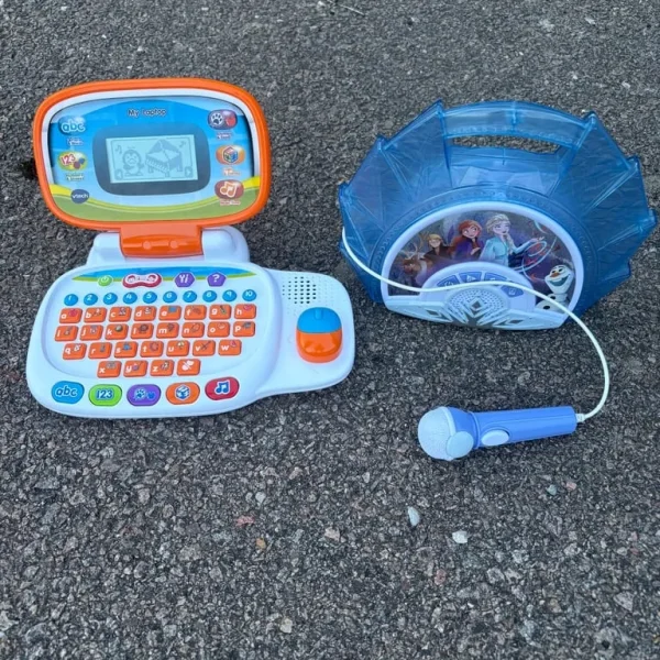 Toddler laptop and Frozen sing-a-long boombox