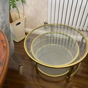 Stylish Gold & Glass Nesting Coffee Tables – Set of 2 - Image 2