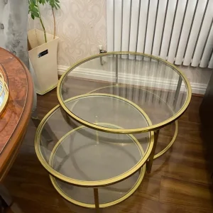 Stylish Gold & Glass Nesting Coffee Tables – Set of 2
