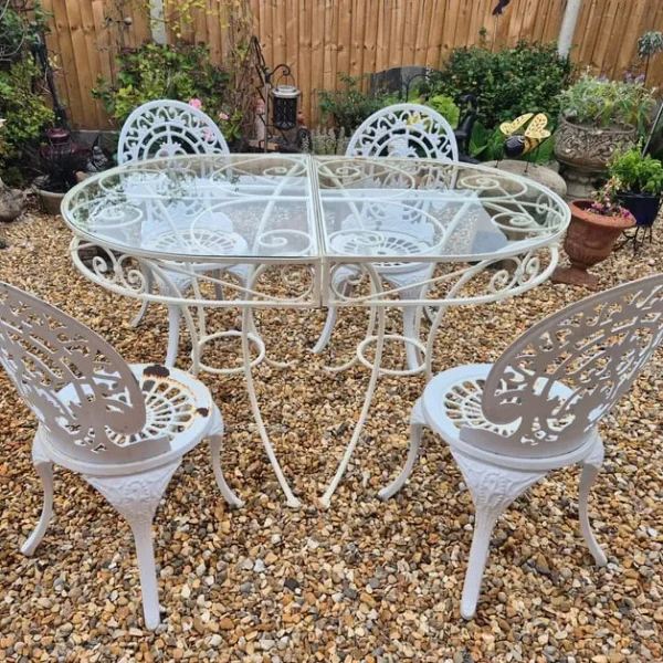 Cast Iron Bistro Chairs and Table Set