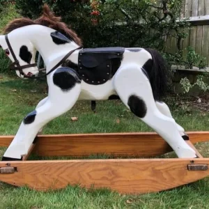 Handmade 1980s piebald rocking horse - Image 2