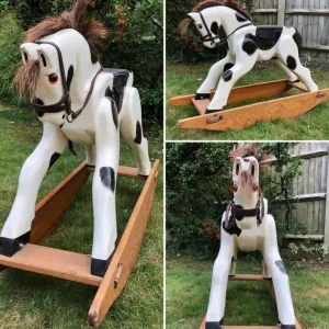 Handmade 1980s piebald rocking horse - Image 3