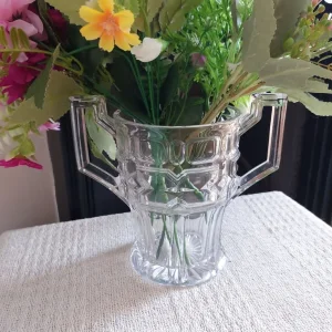 Vintage 1930s Art Deco Pressed Glass Trophy Vase - Image 2