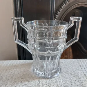 Vintage 1930s Art Deco Pressed Glass Trophy Vase
