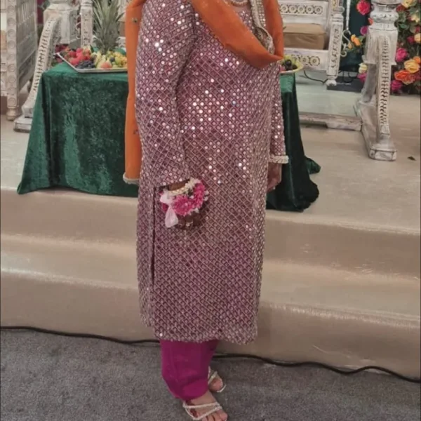 Pink & Orange Mirrorwork Salwar Kameez