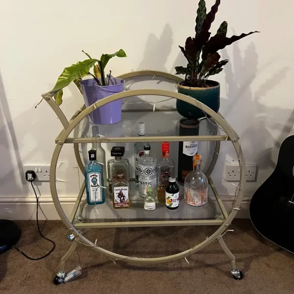 Silver and gold drinks trolley