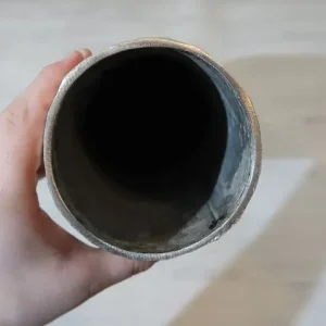 Tapered Silver Metal Vase with Ripple Texture - Image 5