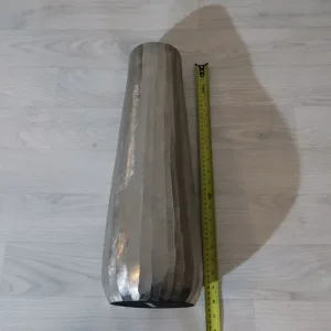Tapered Silver Metal Vase with Ripple Texture - Image 6