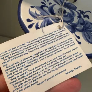 Vintage blue and white china rooster with good luck tag - Image 4