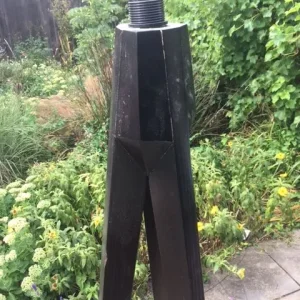 Tall black wood lamp stand with tripod base - Image 3